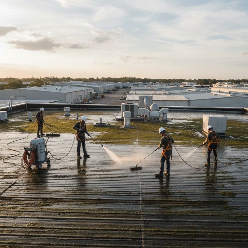 Commercial Roof Moss Removal